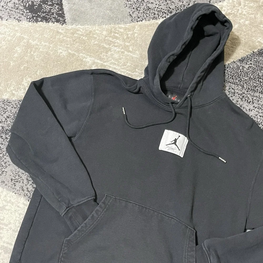 Nike Air‎ Jordan Flight Logo Hoodie Men Medium Black Fleece Pullover DQ7338-612
